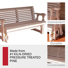 Amish Casual Heavy Duty 800 Lb Roll Back Pressure Treated Porch Glider with Cupholders (4 Foot, Semi Solid White Stain)