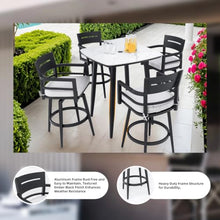 Tanimoreg Set of 2 Modern Outdoor Swivel Bar Stools, Weather Resistant Aluminum Patio Bar Chairs with 360° Rotation Sunbrella Fabric Cushion Ergonomic Armrest for Deck Garden Backyard Poolside