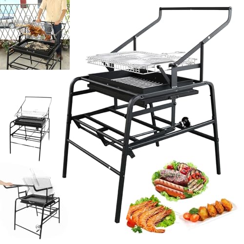 PARTSUN 360° Rotating Charcoal Grills,Stainless Steel Flipping Barbecue Grill Portable Charcoal Grill Outdoor Stove for Camping BBQ Picnics Beach Party Cooking Outdoor Garden Yard