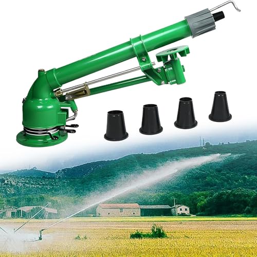 MiBoce Farm Irrigation Spray Gun, Impulse Impact Water Sprinkler, 360° Large Area Irrigation Sprinkler with Replacement Nozzle, Farmland Irrigation Lawn Garden, Industrial Dust Removal