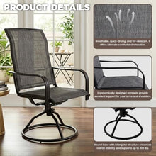 Decksplore Swivel Patio Chairs Set of 6, 360° Rocking Outdoor Dining Chairs with Breathable Textilene Mesh & Heavy-Duty Steel Frame, Modern Grey Patio Seating for Backyard, Garden, Deck
