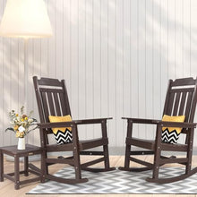 hOmeQomi Rocking Chairs Set of 4 All Weather Resistant Poly Lumber Brown