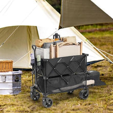 Foldable Double Decker Wagon, 400l Collapsible Wagon Cart with All-Terrain Wheels, Heavy Duty Folding Wagons Cart 350 Lbs Weight Capacity for Camping,Shopping,Garden,52" Extra Long Extender