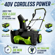 Cordless Electric Snow Blower with Foldable Push Handle 4Batteries