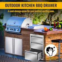 TBLOTYD Stainless Steel Outdoor Kitchen Drawers - Wall Mount BBQ 3-Tier Storage with Handle Ideal for Grill Stations,35.5 Wx53.3 Hx58.4 D Cm