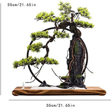 LSHAOBO 21-inch Artificial Bonsai Tree Potted Plant, Simulated Pine Tree Bonsai with Lights, Fake Plants for Desktop Home Office Display