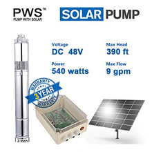 3-Year Warranty Solar Water Pump 48V 540W | 3" Stainless Steel 316 Deep Well Pump for Boreholes | Solar Kit with Controller | PWS JS3-2.1-120