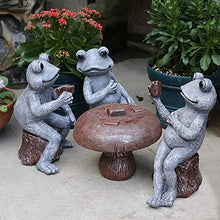 SAeWare 4PCS Garden Ornament Table and 3 Frogs Playing,Micro Landscape Decor Hope Enjoy Peace DIY Crafts
