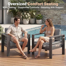 Solaste Aluminum Patio Sofa with Coffee Table,2 PCS Patio Furniture Set with Cushions, All-Weather Outdoor Sofa for Balcony, Deck, Backyard, Porch, Garden, Dark Grey