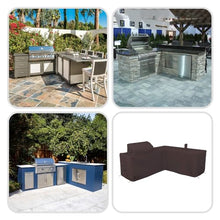 Covers & all Outdoor Kitchen Island Cover, Customize Left Right & Straight Shapes,12 Oz Waterproof UV & Weather Resistant Patio BBQ Grill Island protector with Handles Air Vents (Coffee)