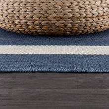 CAMILSON Outdoor Rug 10x14, Large Modern Outside Rugs for Patios Porches Waterproof Durable Washable Non-Shedding, Easy-to-Clean Indoor Outdoor Area Carpet (10 x 14, Bordered - Blue/White)