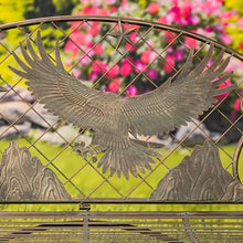 Zaer Ltd. International Classic Iron Garden Bench with Nature Scenery (Flying Eagle Backrest in Bronze)