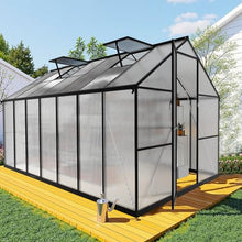 Sylviera Heavy Duty Outdoor Greenhouse with PC Panels, 8x14FT Black