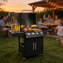 4+1 Burners Outdoor Gas BBQ Grill, Large Patio Propane Barbecue Grill with Side Burner for Home Commercial Use