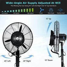 Preferspace Island Misting Fan, 3 Cooling Speeds Standing Fan with 12 Gallon Tank, Adjustable Height, 45° Oscillation, Art Deco Pedestal Fan for Backyards, Patios and More