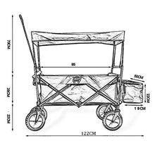 Folding Garden Trolley Cart with Canopy Heavy Duty Wagon Children's Luggage Cart Portable Shopping Cart