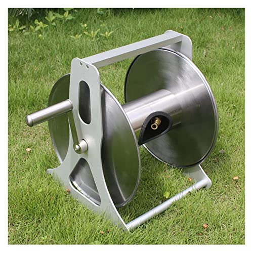 FKTHYO Garden Hose Reel Holders Outside Water Hose Reel Storage Stand Cart Wall-Mounted Stainless Steel Portable Garden Hose Cart for Garden Balcony Terrace