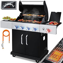 KESSER BBQ Gas Grill, 800 °C Infrared, 4 Burners, Stainless Steel, XXL Grill Trolley, Side Cooker, 5-11 kg Gas Bottle, Piezo Ignition
