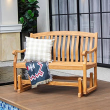 Cambridge Casual Arie Teak Wood Glider Bench – Outdoor Wooden Patio Bench with Smooth Gliding Motion – Weather-Resistant Seating for Porch, Deck, Garden, or Backyard