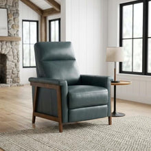 Starlight Canyon Home Leather-Upholstered Recliner with Push-Thru-Arms, Wall Hugger Reclining Chair for Living Room or Adults, Roma Bluegray