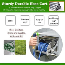 Heavy Duty Hose Reel Cart with Storage Table, Stainless Steel Aluminum Alloy Construction, for Outdoor Use with High Pressure Water Gun(Hose Cart+15m Pipe)