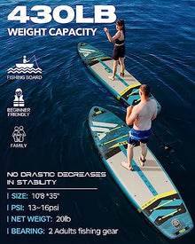 FLYPARK Fishing Inflatable Paddle Board 10'8''x35'' Fishing SUP Stand Up Paddleboard Blue