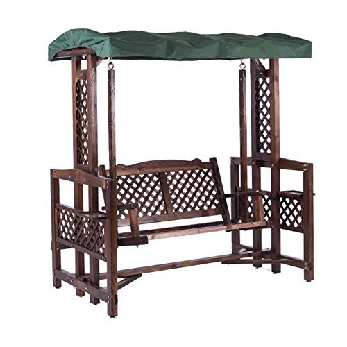 ELUKHT Creative Hotel Patio Porch Swing Glider with Stand Wooden Garden Swing Outside Furniture Patio Swing Outdoor Lounge Chair Outdoor Swing Chair Bench Perfect Set