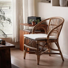 LIAN16PENG Wicker Chairs Rattan Dining Chair & Leisure Chair - Vintage Style, Seating Fou Indoor & Outdoor Use, Garden, Patio, Balcony, Deck Patio Chair