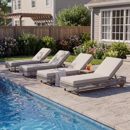 Merax Outdoor Woven Rope Chaise Lounge Set of 4