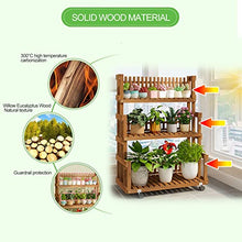 Plant Stand for Indoor Outdoor, Wood Plant Shelf Corner Display Rack, Multi-Tier Planter Pot Holder Decorate Flower Stands for Living Room Balcony Garden Patio, with Wheels