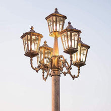 5-Lights E27 Traditional Outdoor Street Light Victorian Retro Villa Decor Pillar Post Lamp Courtyard Community Landscape Lantern Ip55 Waterproof High Pole Lighting For Garden Lawn Individuali ( H)