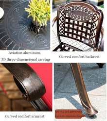 KUYBTU Patio Dining Set Outdoor Patio Cast Aluminium Round Table and 4 Chairs, Suitable for Garden/Courtyard, All-Weather Waterproof Sunscreen, 100X73Cm