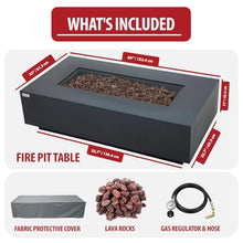 AMS 60" Rectangular Concrete GFRC Natural Gas Fire Pit Table (Dark Gray)