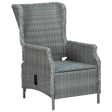 LASWWQMRF Reclining Patio Chair with Cushions Light Gray PE Rattan