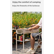 EKSMA Portable Charcoal Grills Storage Rack Foldable Extra Large Stainless Steel Kabob Grill for Outdoor Cooking Picnic Camping(Red,with Storage Board)