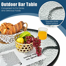 3 PCS Outdoor Patio Bar Table Stool Set Height Tempered Glass Top Suitable for Garden, Patio, Poolside, Backyard and More