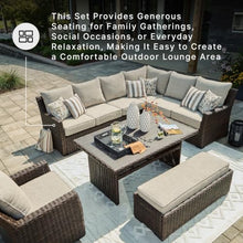 Signature Design by Ashley 3-Piece Patio Sectional with Bench, Brown