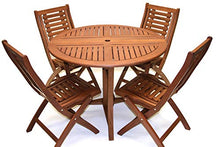 Outdoor Interiors Round Folding Table, 48-Inch, Brown