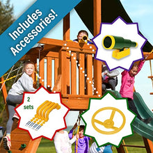 Best in Backyards Supremescape Cedar Wood Swing Set Jungle Gym Green & Yellow Components