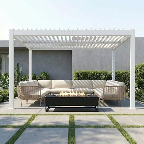 Kingdura Louvered Pergola 10'x10', Outdoor Pergola with Adjustable Louvered Roof, Reinforced Aluminum Frame Hardtop Gazebo for Patio Garden Deck Backyard, White