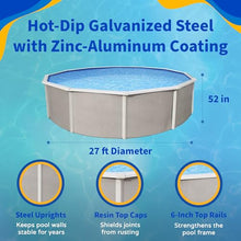 Blue Wave Belize 27-Feet Round 52-Inch Deep 6-Inch Top Rail Metal Wall Swimming Pool Package
