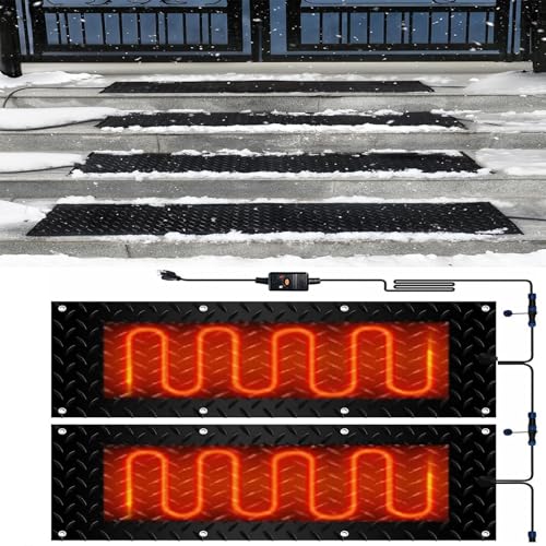 IOUYUP Snow Melting Mat for Outdoor Stairs, Driveways, and Walkways - Anti-Skid Rubber Snow Melting Entrance Mat for Snow Removal(40x120cmx2Pcs)
