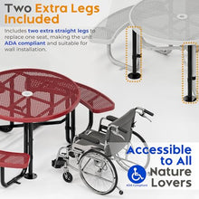 OUTTANS Commercial Metal Picnic Table (Red, 46in, Round, Expanded Steel)