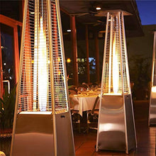 AIZYR Pyramid Patio Gas Heater, Outdoor Free Standing Propane Heater with Wheels and Quartz Glass Tube for Indoors and Outdoors,Silver