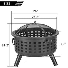 Outdoor Wood Burning Firepit,with Spark Screen Fireplace Poker Fire Pits,26-Inch BBQ Fire Bowl