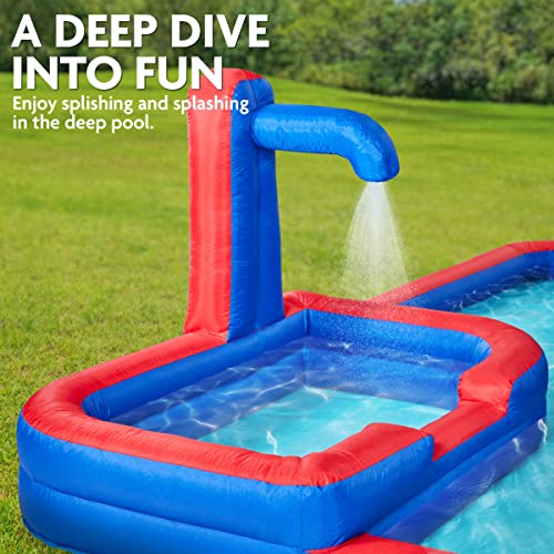 SUNNY & FUN Mega Climb N’ Go Inflatable Water Slide Park Blue Red