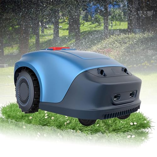 Wlikoci Fully Automatic Lawn Mower, IPX5 Waterproof Level Garden Mower with Path Planning for Neatly Trimmed Lawns, Automatic Charging, Safety Protection Device, Suitable for Lawn/Garden
