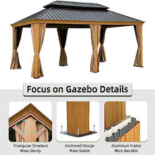 ANTSKU 12'x20' Hardtop Gazebo Outdoor Wooden Coated Aluminum Frame Yellow Brown