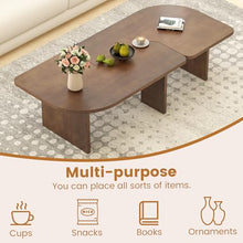 Beskadi Solid Wood Coffee Table L-Shaped, Mid Century Modern Nesting Center Table Set of 2 for Living Room, Solid Wood Coffee Table with Free Adjustable Shape, Minimalist Tea Table, Walnut Wood Color.