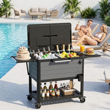 Yardgrace 104 Quart Rolling Ice Chest, Portable Patio Party Cooler with Divider,Spacious 104-Qt Capacity, Chills 36hrs, Serving Tray, Rolling Ice Chest for Indoor and Outdoor Entertainment，Grey